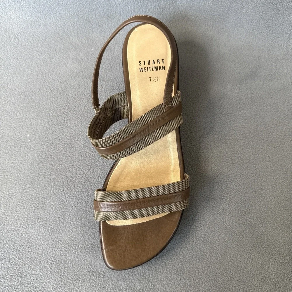 Stuart Weitzman Wedge Sandals Womens 7.5‎ Brown Slingback 2